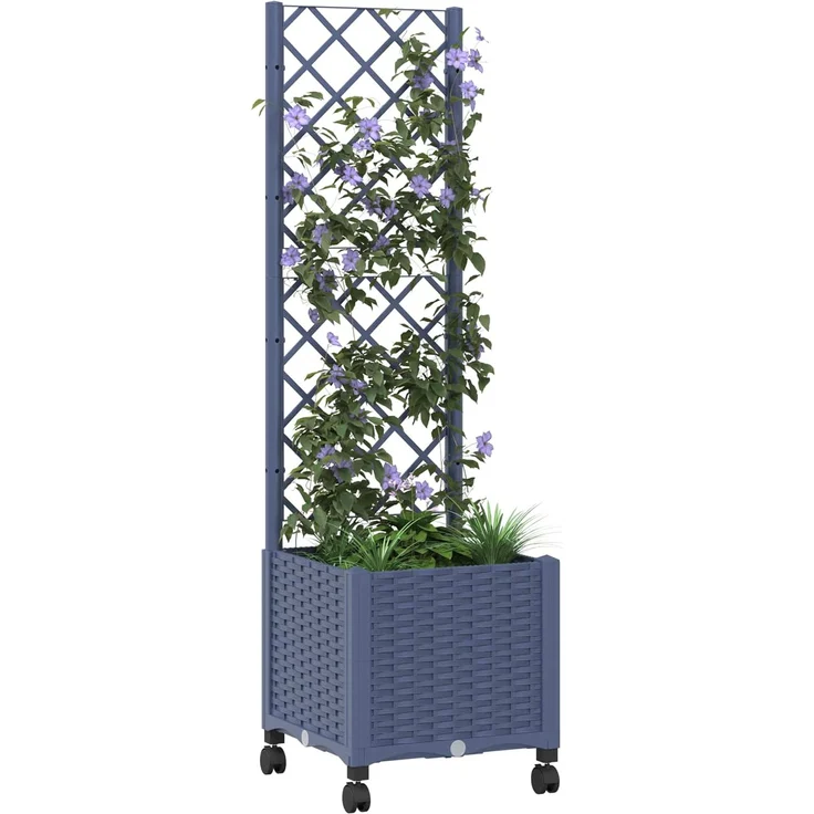 vidaXL Pflanzkübel mit Spalier und Rädern Blaugrau 40 x 40 x 146 cm PP 3422921 – Bild 3