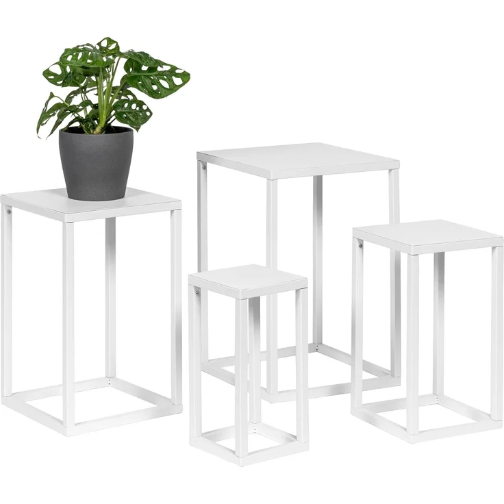 bremermann Blumenhocker 4er-Set, Metall-Blumenständer, Blumensäule weiß