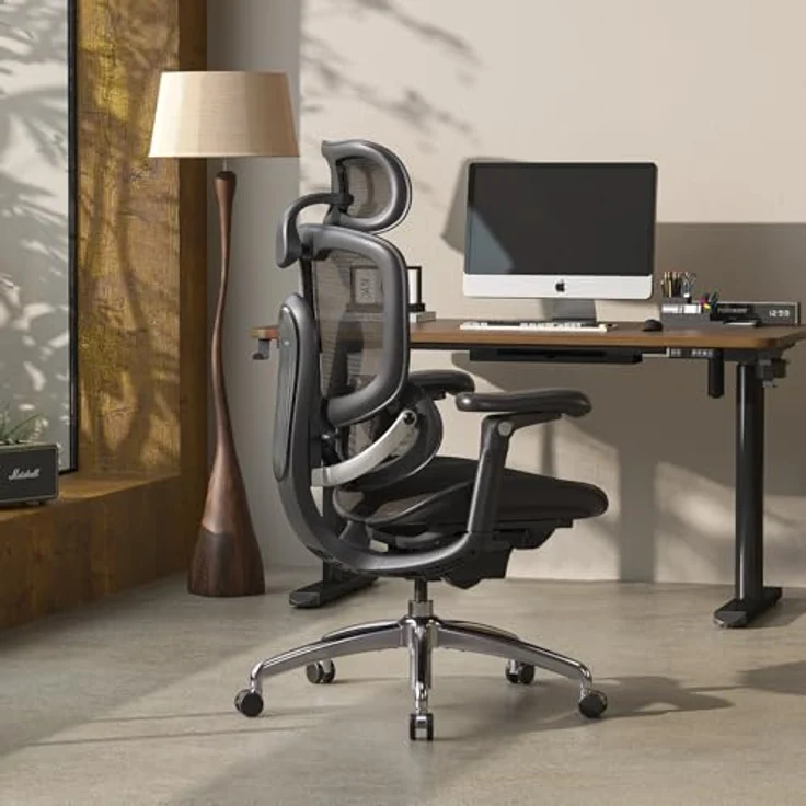 SIHOO Doro C300 V2, Ergonomischer Bürostuhl mit Netzbezug, 8D-Armlehnen, drehbarer Lendenwirbelstütze, 3D-Kopfstütze, Sitztiefenverstellung, Neigungsmechanismus, schwarz – Bild 2