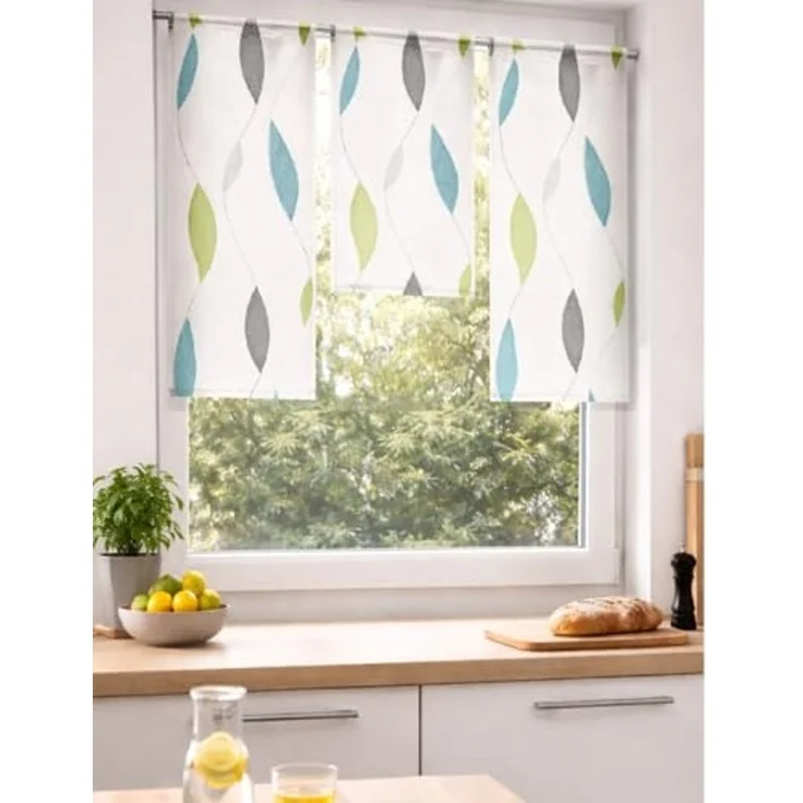 HOME WOHNIDEEN Scheibengardine (3 St), Stangendurchzug, halbtransparent – Bild 2