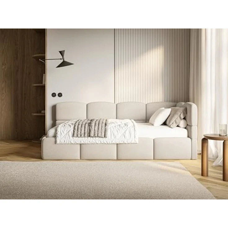 Selsey 'Cloudy' Jugendbett 120 cm, Bettkasten, Chenille, Kopfteil rechts, Creme – Bild 2