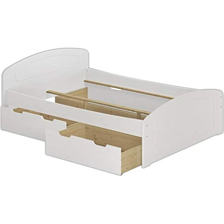 Doppelbett 3 Bettkasten 200x200 Seniorenbett Ehebett Massivholz Kiefer Zubehör wählbar V-60.50-20W ohne Zubehör – Bild 1