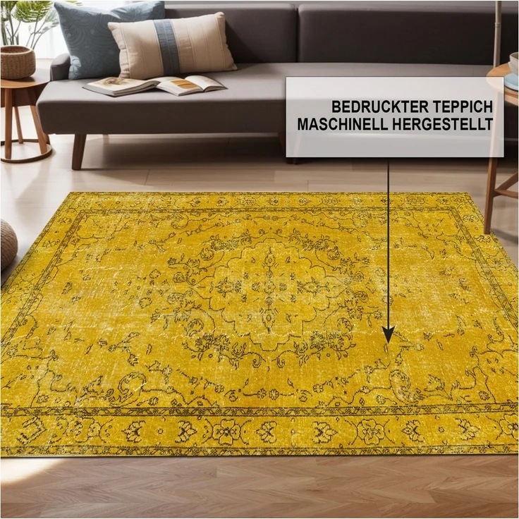Bamyum Teppich Giallo Teppich mit Chenille-Druck, Waschbarer, Antibakteriell Teppich – Bild 2