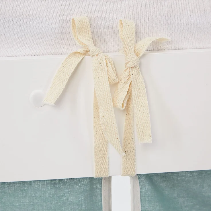 Hochbett Kinder 90x200 cm mit Lattenrost Kinderbett Kinderhochbett Stockbett Vorhang Grün Mintgrün Holz Massiv – Bild 9