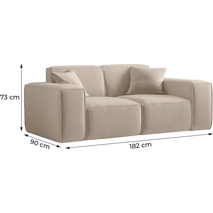 Sofa Designersofa CELES PREMIUM 2-Sitzer in Stoff Artico Creme – Bild 3