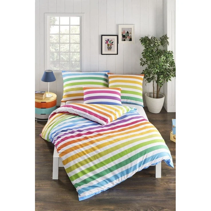 KK Kinderbettwäsche Renforce Bettwäsche Set 2 tlg. Rainbow 135 x 200 cm 80 x 80 cm – Bild 4