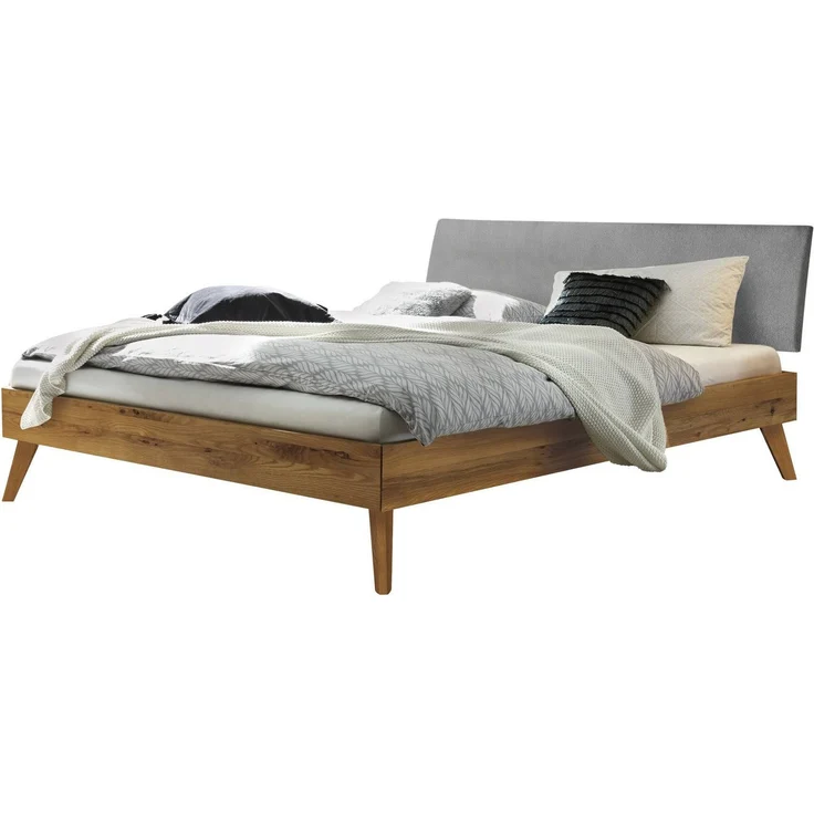 Hasena Massivholzbett Pesaro, Wildeiche natur mit Kopfteil 100x200 cm, Komforthöhe 25 cm – Bild 1