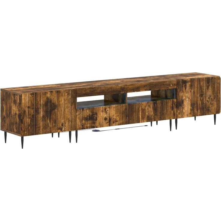 vidaXL 3-teiliges LED TV Regal ZWOLLE Raucheiche Holzwerkstoff 3416521 – Bild 2