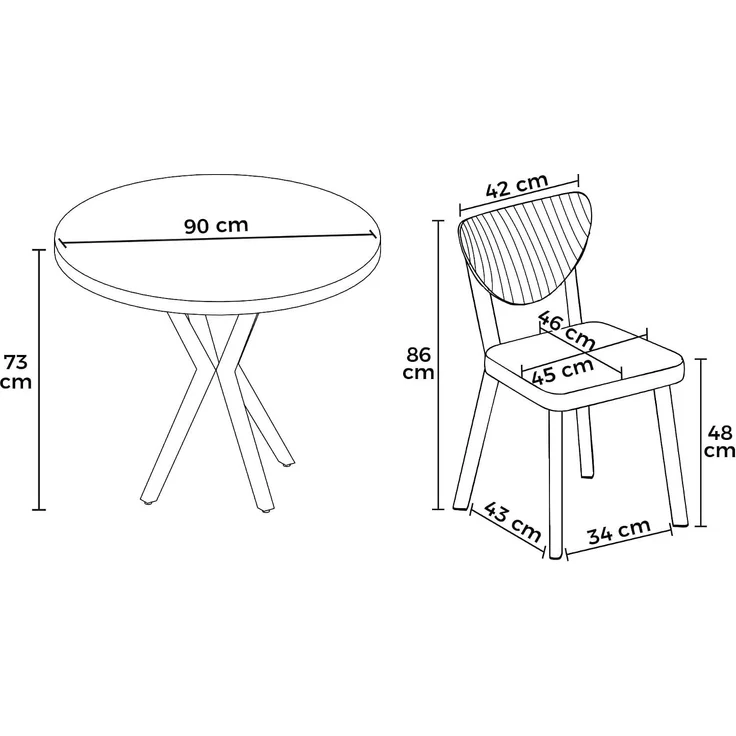 Modernes 5-teiliges Esszimmer-Set mit Tisch und Stühlen, Weiß & Creme, 100% melaminbeschichtete Spanplatte, Metallbeine, skandinavisches Design – Bild 3