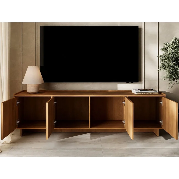 GrainGold TV-Schrank Azumi (Set, TV-Schrank 195 cm, Push-to-open) Breite 195 cm, für das Wohnzimmer, Push-to-open, Karamell-Eiche – Bild 2