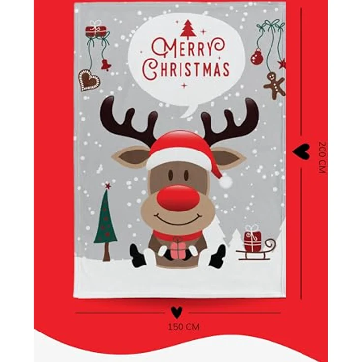 Wohndecke Merry Christmas flauschig 150x200 cm, Geschenk für Frauen und Männer, MTOnlinehandel, Sofa Decke, weich und kuschelig – Bild 4