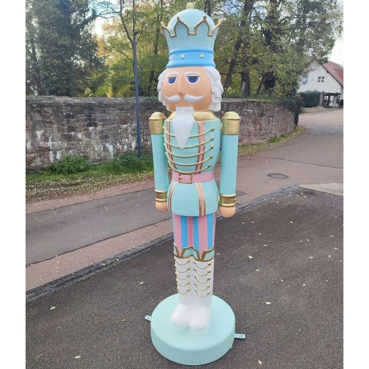 XXL Premium Nussknacker auf Standfuss 200 cm Garten Deko Figur Weihnachtsmann v2