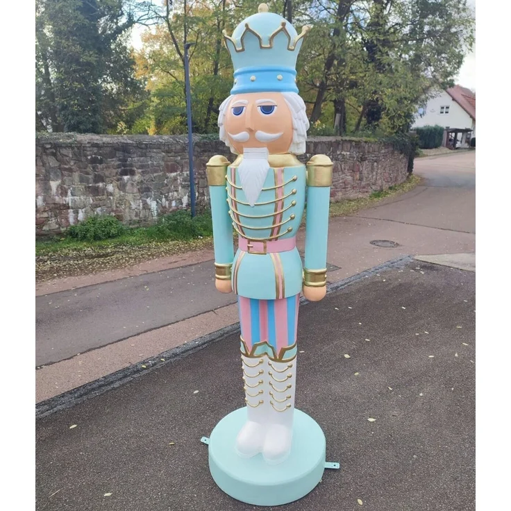 XXL Premium Nussknacker auf Standfuss 200 cm Garten Deko Figur Weihnachtsmann v2 – Bild 1