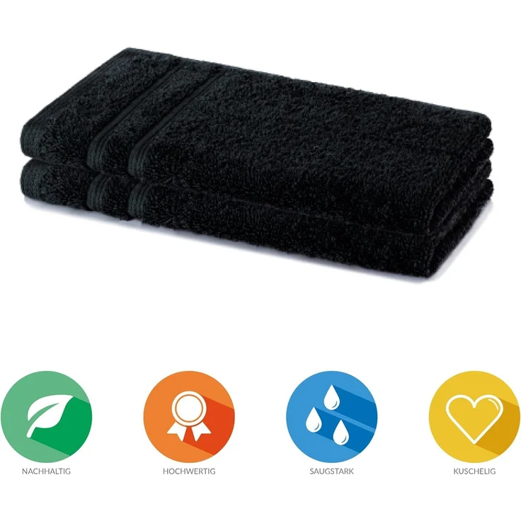 Lavea Gästehandtuch Bali, 30x50cm aus 100% Bio-Baumwolle, einzigartig weiche Gästetücher mit Aufhänger (Set, 2-St), hochwertiges und nachhaltiges Premium Gästetuch – saugstarke Faser – Bild 3