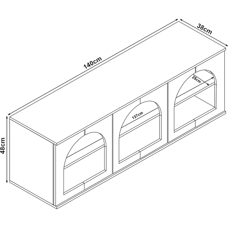 Fernsehtisch Trorhun 140x38x48 cm Weiß [en. casa] – Bild 4
