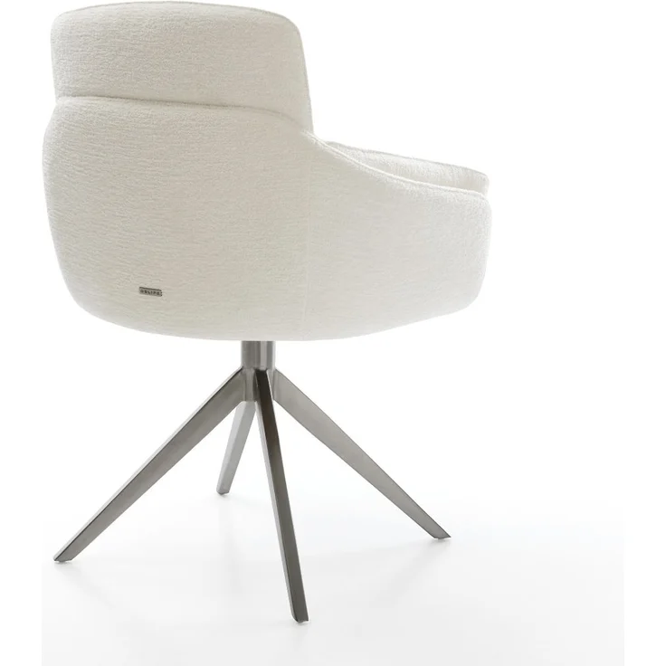 Drehstuhl Luan-Flex mit Armlehnen Bouclé Soft Beige Kreuzgestell breit Graphit 360° drehbar Wippfunktion – Bild 5