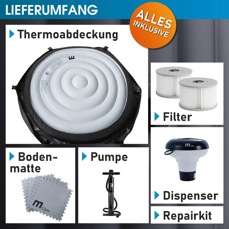 BRAST Whirlpool aufblasbar MSpa Frame Duet Eco für 6 Personen Ø173x65cm 138 Massagedüsen in 3 Intensitäten In- Outdoor Pool Ganzjähriger Einsatz Winterfest einfache Steuerung per App – Bild 8