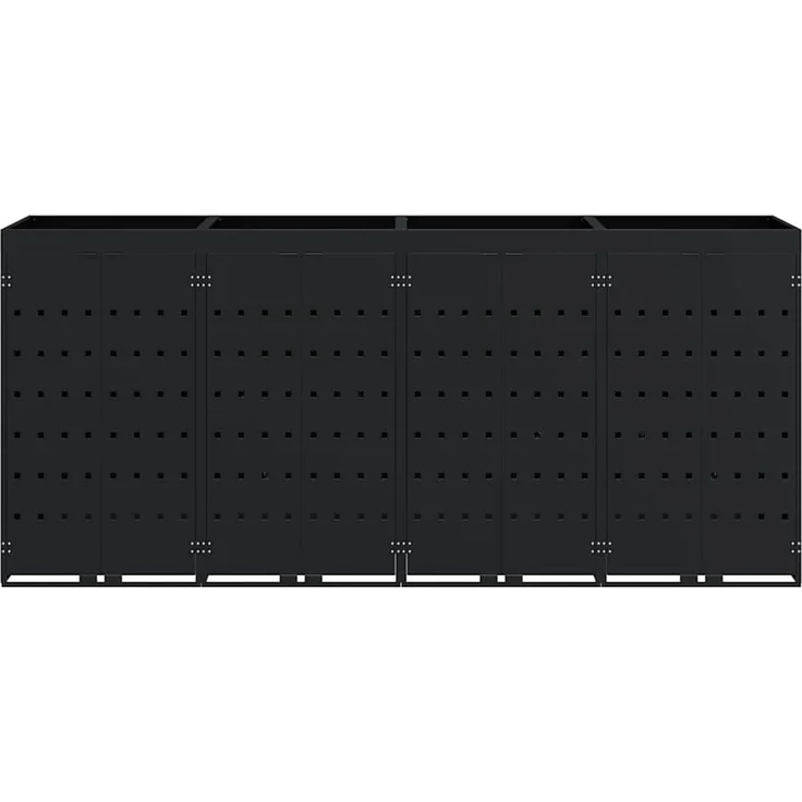 vidaXL Wagenmüllbehälter für 4 Behälter Schwarz 272 x 77,5 x 121,5 cm 3394740 – Bild 7