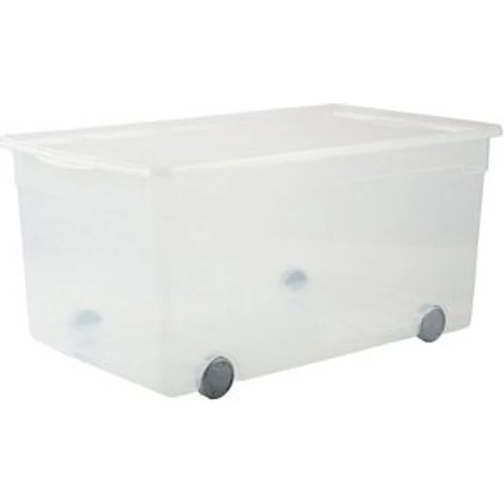 Rotho Aufbewahrungsbox Clear mit Rollen inkl. Deckel 63 L transparent – Bild 4