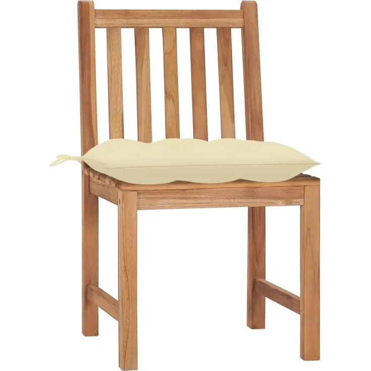 vidaXL Gartenstühle 4 Stk. mit Kissen Massivholz Teak 3073105