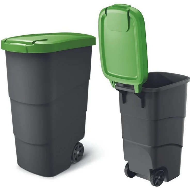 Prosperplast Mülltonnenbox Mülleimer Mülltonne Abfallbehälter Abfallcontainer 90L, Deckelverriegelung, Mit Deckel, Mit Griff, Mit Rädern, Wetterresistent – Bild 3