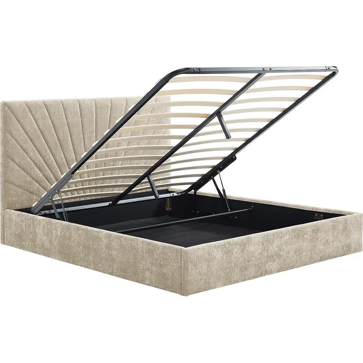 Vente-unique - RIBIOLA Bett Stoff Beige - B 213 cm x H 110 cm x L 168 cm – Bild 5