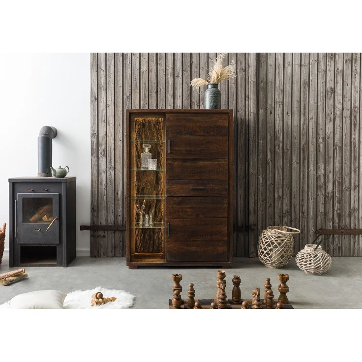 Highboard Akazie 100x40x150 dunkelbraun lackiert BARK #206 – Bild 9