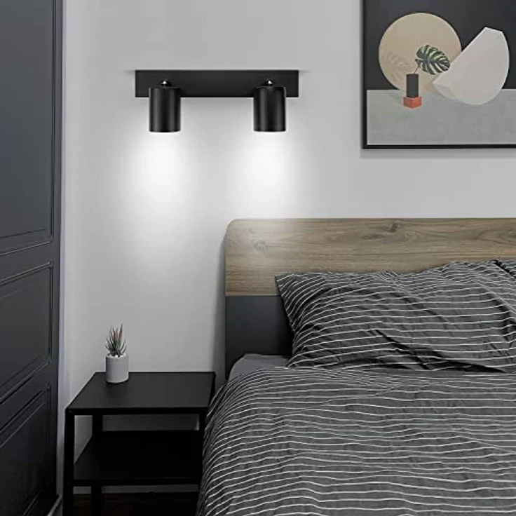 Dehobo Led Deckenstrahler Schwenkbar 350° - Deckenstrahler 2 Flammig Deckenleuchte GU10, LED Wandstrahler Schwarz, Spotlight Lampe Deckenlampe für Wohnzimmer Schlafzimmer Küche, Nein GU10 Leuchtmittel – Bild 10