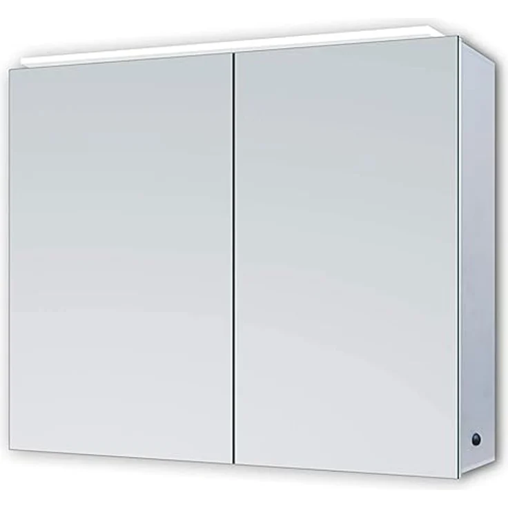 DSK LED-Spiegelschrank Aluminio Vegas, 70 x 50 cm, Aluminium mit LED-Oberlicht und zwei Glaseinlegeböden – Bild 4