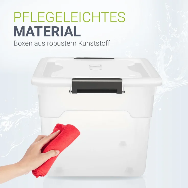 Juskys Aufbewahrungsbox mit Deckel, 6er-Set, stapelbar, Kunststoff transparent, 45 Liter – Bild 4