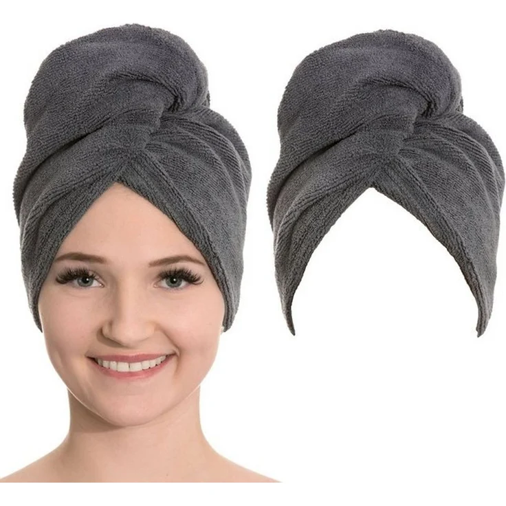 ZOLLNER Turban-Handtuch, Mikrofaser (2-St), 25x65 cm, 80% Polyester, 20% Polyamid, mit Knopfverschluss – Bild 4