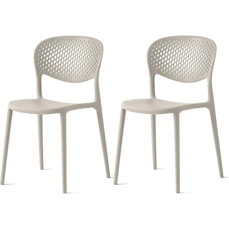 Connubia, 2 Stühle Abby mit gelochter Rückenlehne, aus recyceltem Polypropylen, 100% Hanf matt
