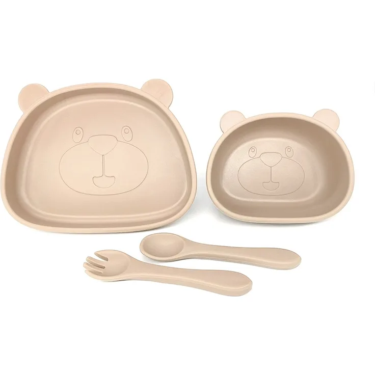 ABC Babygeschirr-Set, 4-teiliges Babygeschirr-Set, Baby-Essgeschirr-Set, Baby-Saugnapfschale, Babygeschirr, BPA-frei, spülmaschinen- und mikrowellengeeignet