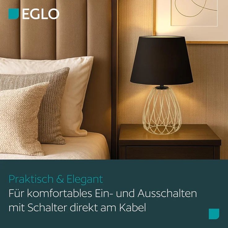 EGLO Tischleuchte JAZMINIA DH 30x45.50 cm schwarz Tischlampe Klemmleuchte Schreibtischleuchte Schreibtischlampe – Bild 5