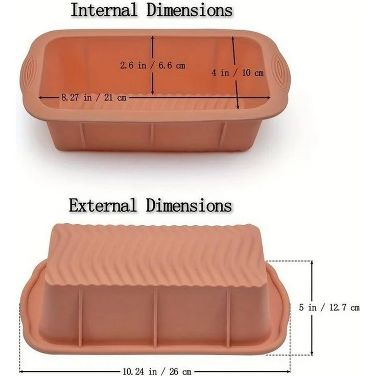 König Design Silikonform Backform Kastenform Kuchenform Tortenform, Rechteckige Brotbackform Brotform Kuchen 21 x 9 x 6,5 cm – Bild 1