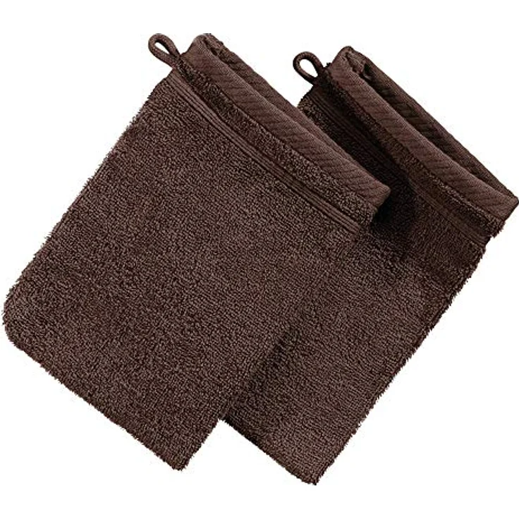 Erwin Müller Waschhandschuh Waschhandschuh "Heidelberg" 2er-Pack, Frottier (2-St), Walk-Frottier Uni, Braun – Bild 2