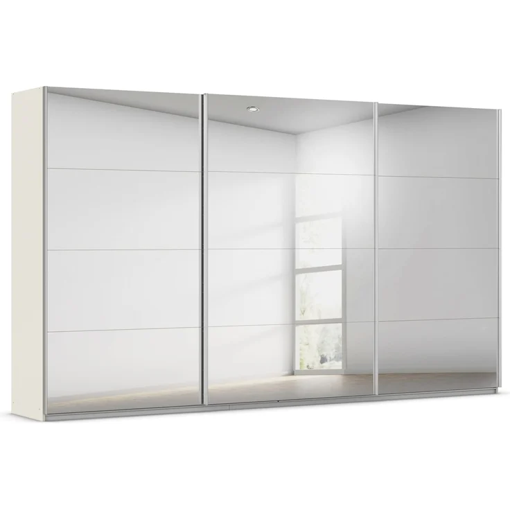 Rauch Möbel Kulmbach, Kleiderschrank mit Schwebetüren für Schlafzimmer, Kinderzimmer, Flur, 3-türig, mit Spiegel und Soft-Close-Funktion, Zubehör Premium, Farbe Beige, Breite 360 cm
