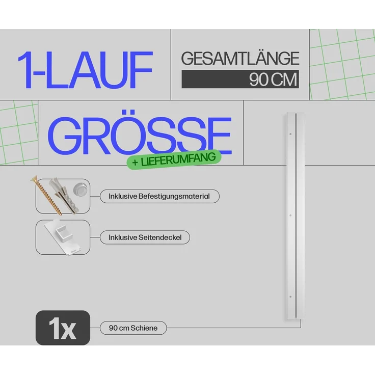 Bestlivings Gardinenschiene ( Weiß ) 90cm 1-läufig – Bild 2