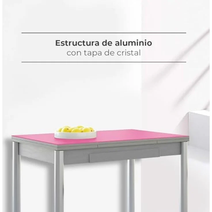 ASTIMESA Alas Cristal Küchentisch, Metall, Fuchsia, 90 x 50 cm – Bild 3