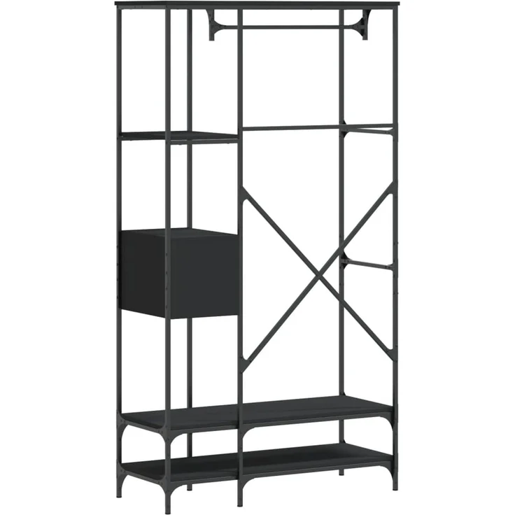 vidaXL Kleiderständer mit Ablagen Schwarz Holzwerkstoff 847859 – Bild 5