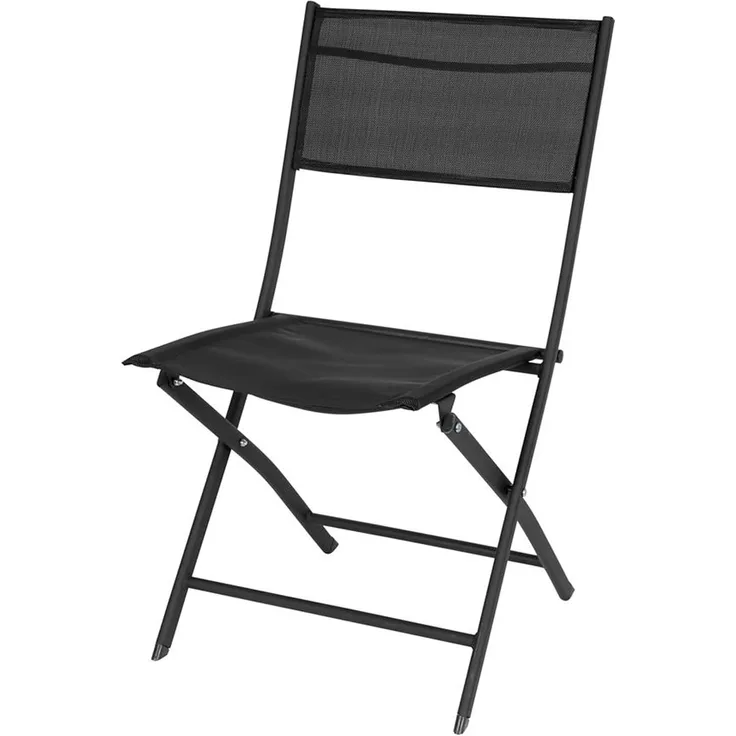 Spetebo Gartenstuhl Balkon Klappstuhl schwarz - 83x55 cm (Stück, 1 St), Faltbarer Stuhl aus Stahl und Textil