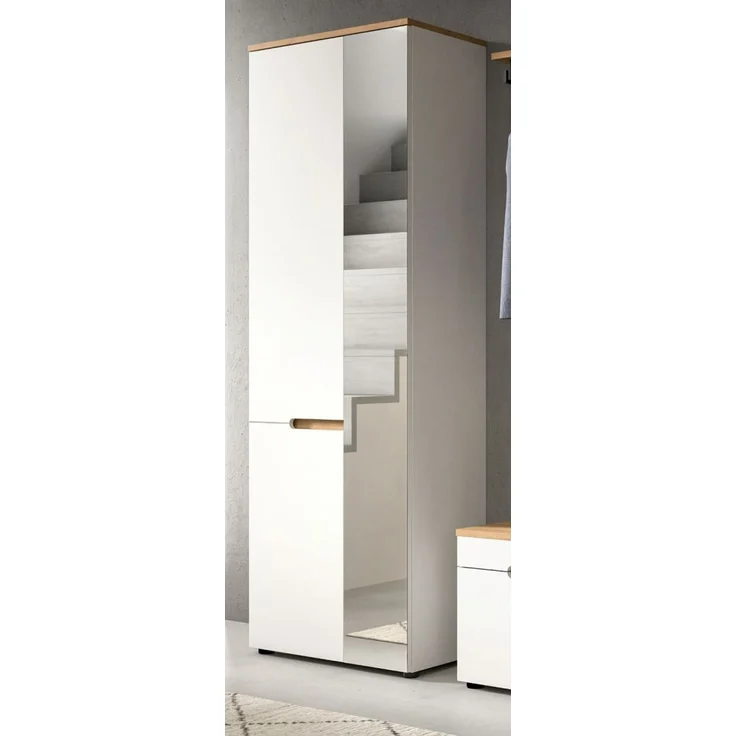 Garderobenschrank / Schuhschrank Cooper in weiß und Eiche 65 cm – Bild 2
