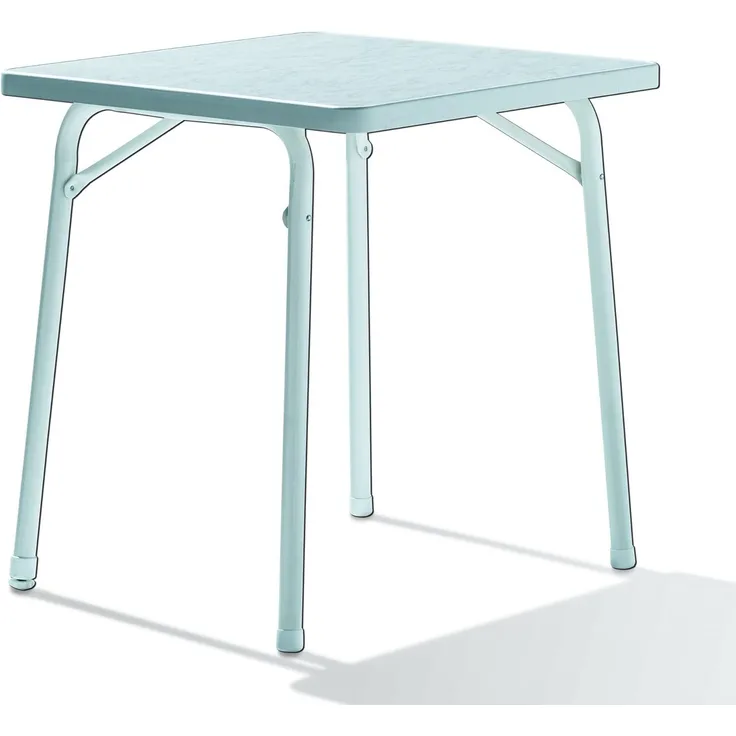 Sieger 111/W Garten-Klapptisch mit mecalit-Pro-Platte 70x70 cm, Stahlrohrgestell weiß, Tischplatte Marmordekor weiß