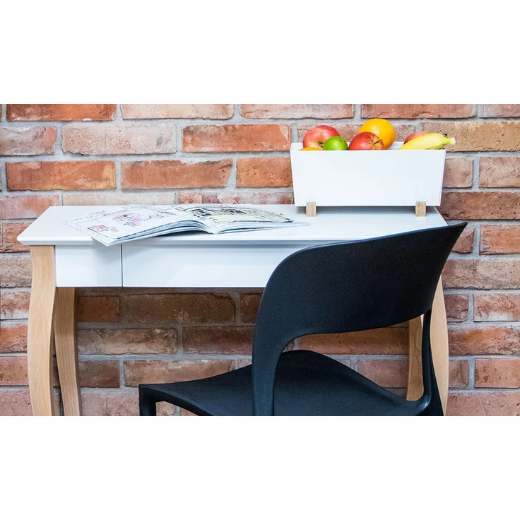 Ragaba Schreibtisch mit Schublade, MDF & Massives Buchenholz, 85x40 cm, Weiß – Bild 6