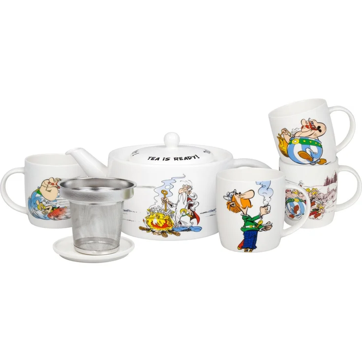 KÖNITZ 1150003041 Asterix & Obelix Set Kanne mit Sieb und Deckel & 1 Untersetzer & 4 Becher im Karton - Tee ist fertig – Bild 1