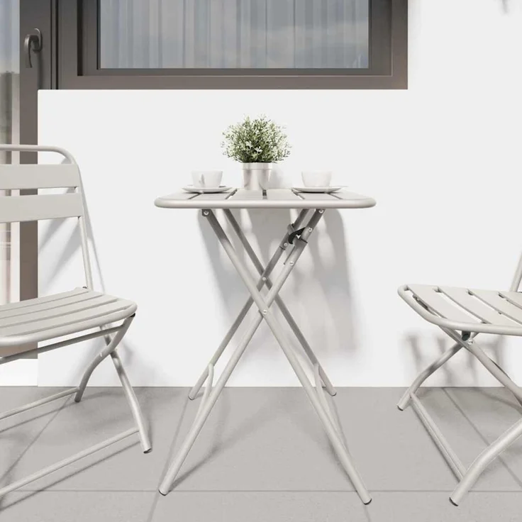 vidaXL Bistrotisch Beige 55 x 55 x 72,5 cm Pulverbeschichteter Stahl 42002947 – Bild 3