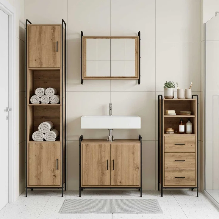 vidaXL Badezimmerschrank-Set 3 stk. Artisan-Eiche 40 x 36 x 109,5 cm 3444524 – Bild 1