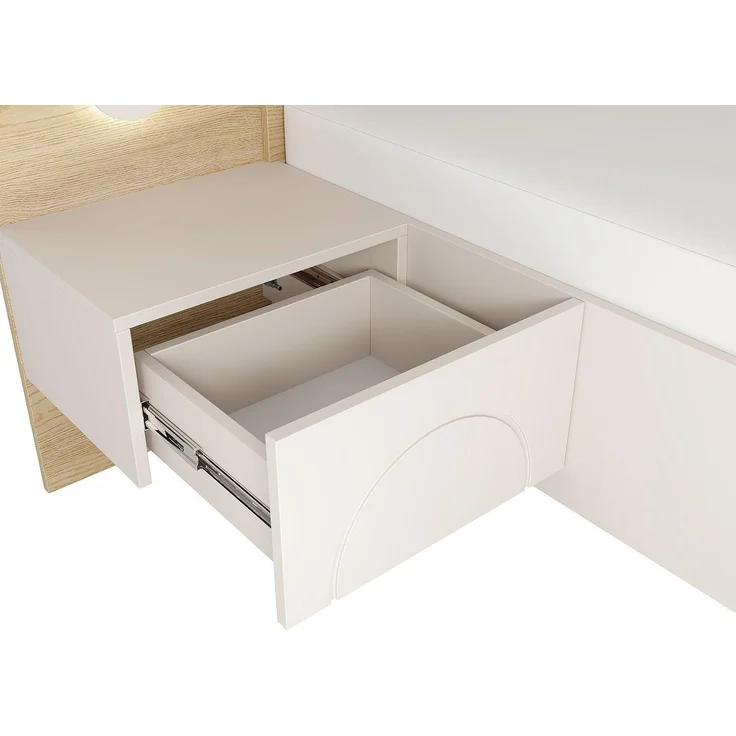 Vente-unique - DARTAGNO Bett Holz, Platte Beige - B 210 cm x H 105,5 cm x L 243,6 cm – Bild 7