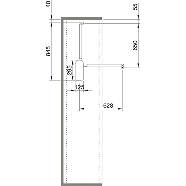 Servetto Kleiderlift i3 elektrisch, mit ausziehbarer Kleiderstange 750-1200mm, Tragkraft 17kg, Kunststoff/Stahl, weiß/verchromt, mit Fernbedienung – Bild 5