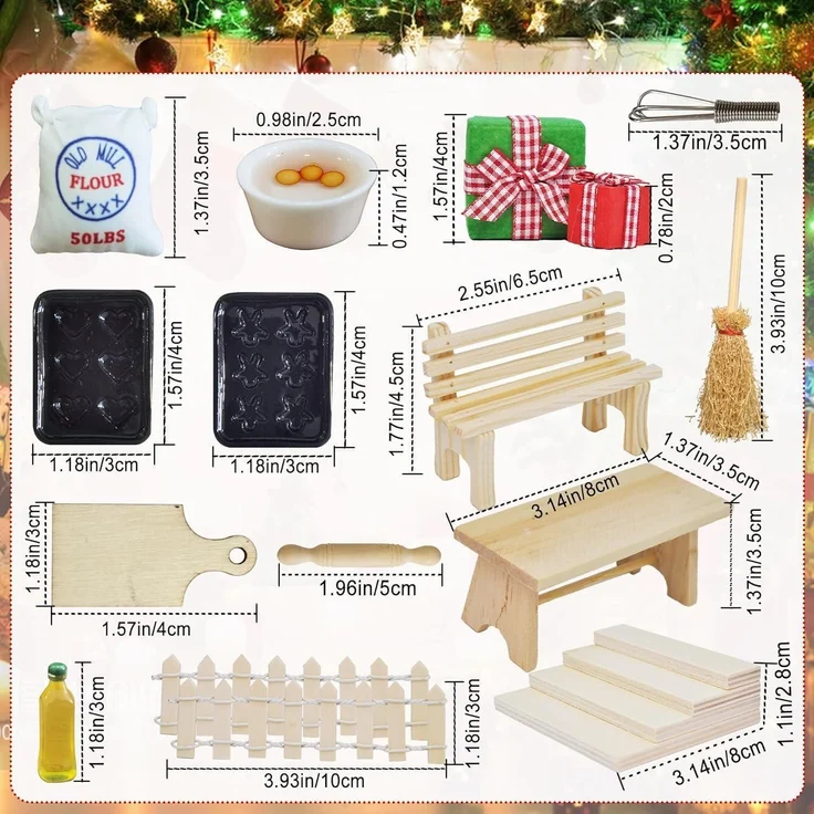 70 Miniatur Wichtel Weihnachten Set Wichteltür Zubehör Holz Deko Figuren – Bild 3